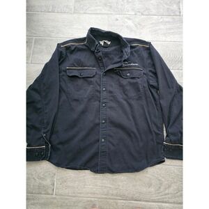 Harley Davidson‎ Mens Black Button Down Shirt Long Sleeve Biker Ride Top Medium